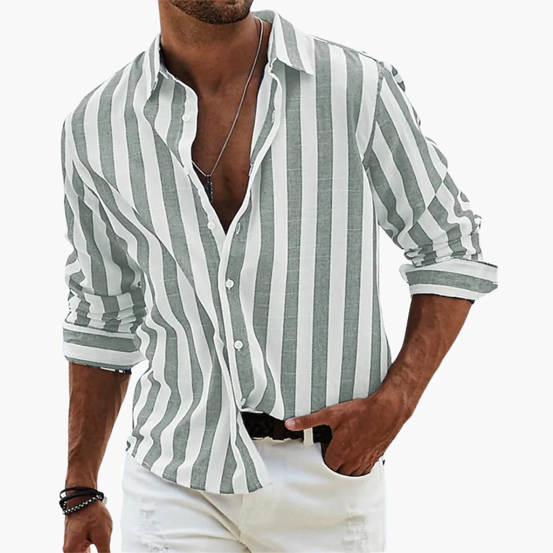 Gestreiftes Sommerhemd für Herren – Leichtes Freizeithemd mit Knopfleiste
