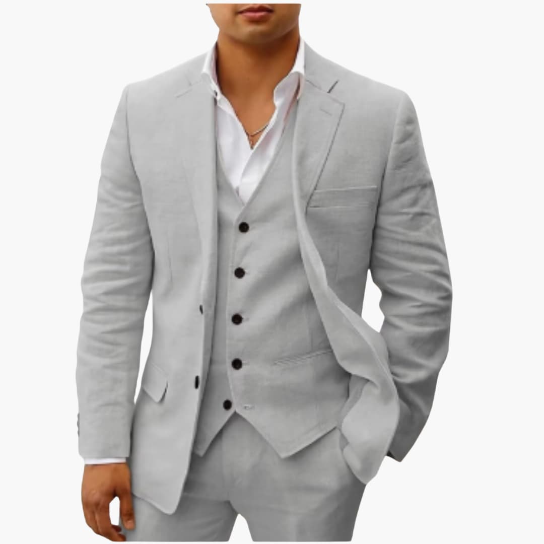 Herren Sommeranzug dreiteilig mit Weste Jacke und Hose