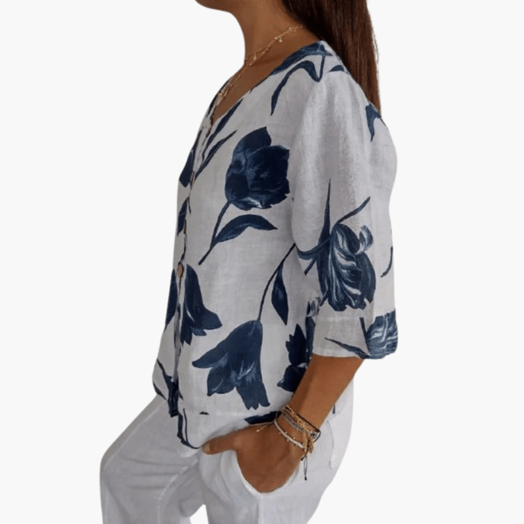 Stilvolles und bequemes Shirt mit V-Ausschnitt für Frauen - SchmiedeMode