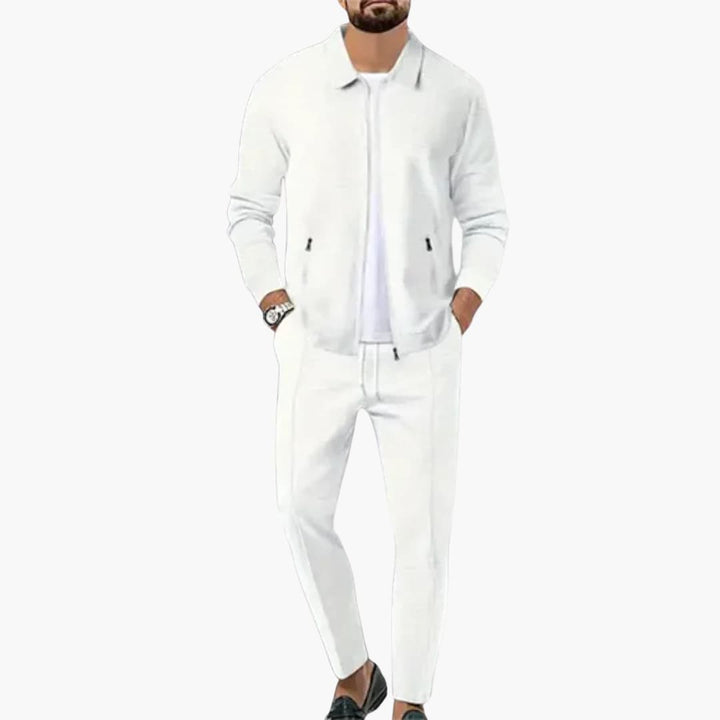 Herren Zweiteiler mit Reißverschlusshemd und Geradschnitt-Hose