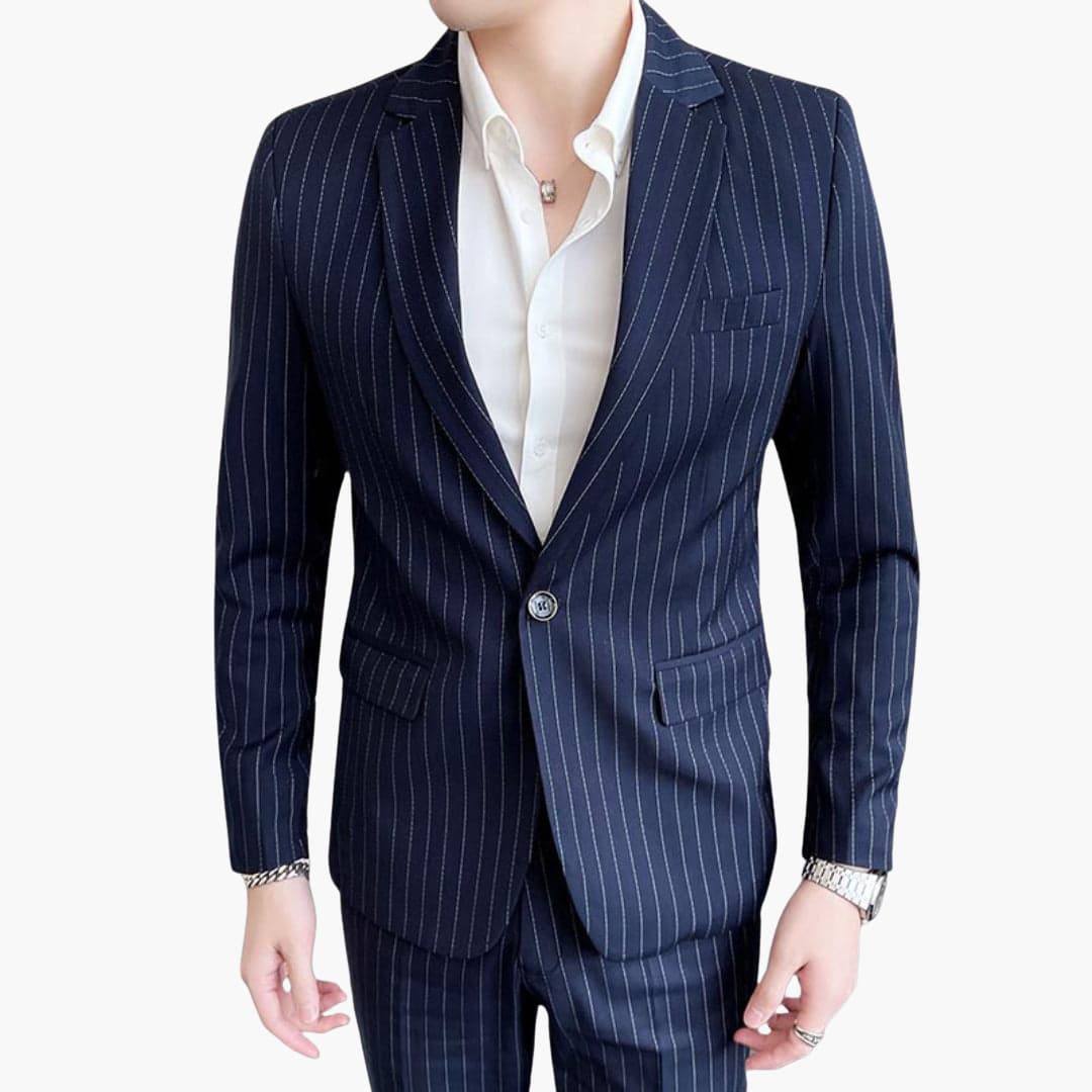 Herren Anzug mit Nadelstreifen und Slim Fit Sakko