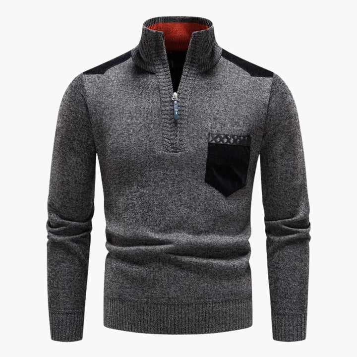 Herren pullover mit Reißverschluss am Halsausschnitt und Brusttasche