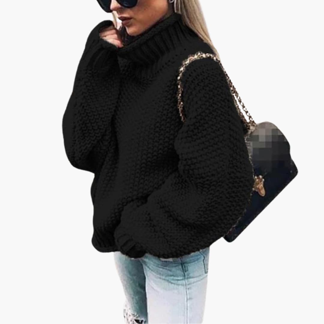 Damen pullover mit Rollkragen und strukturierter Strickoberfläche