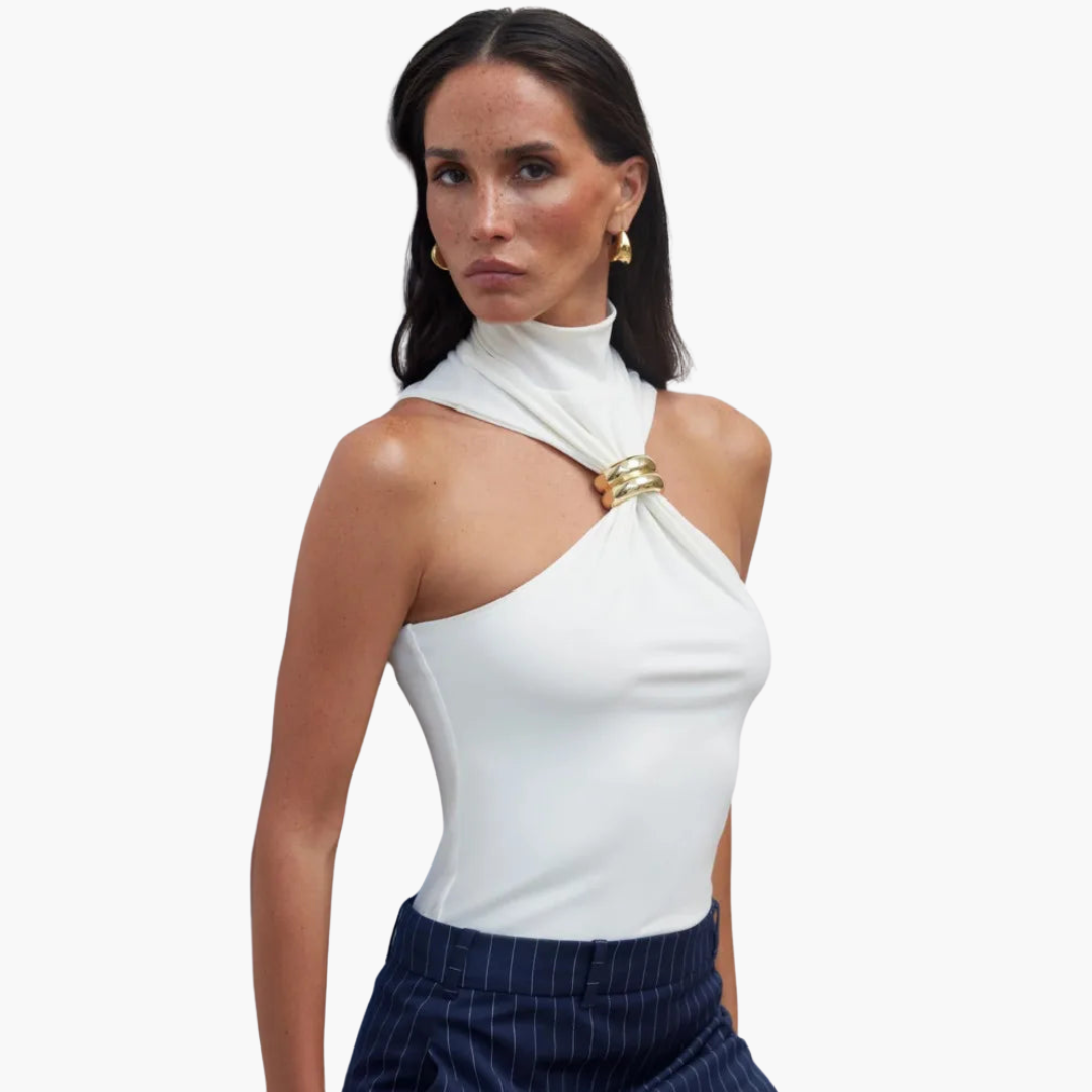 Schicke High Neck Haltertop - für Frauen mit Goldakzent