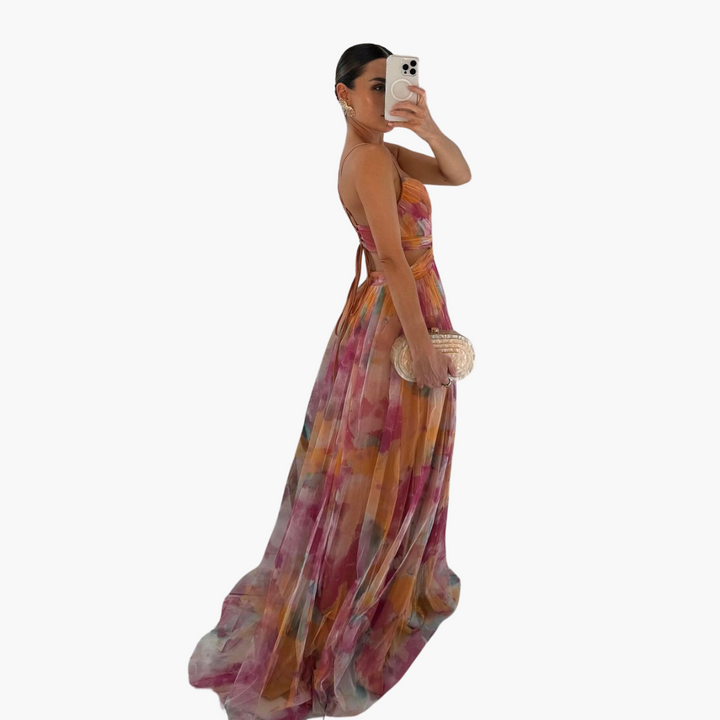 Elegantes Maxikleid für Damen mit - floralem Muster Glamourös