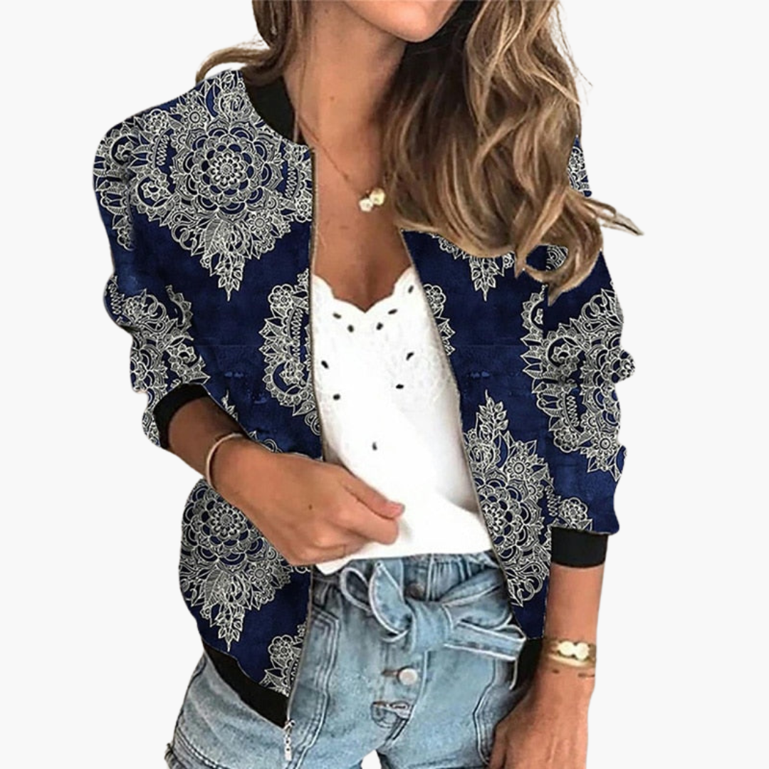 Bomberjacke für Damen - Leicht & Stylisch mit Blumenmuster