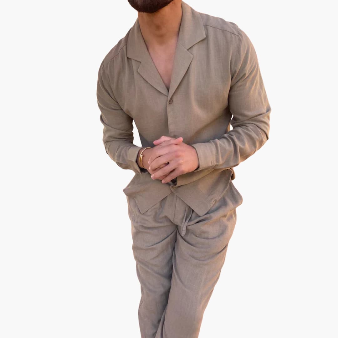 Herren Sommer-Zweiteiler mit Hemd und elastischer Hose