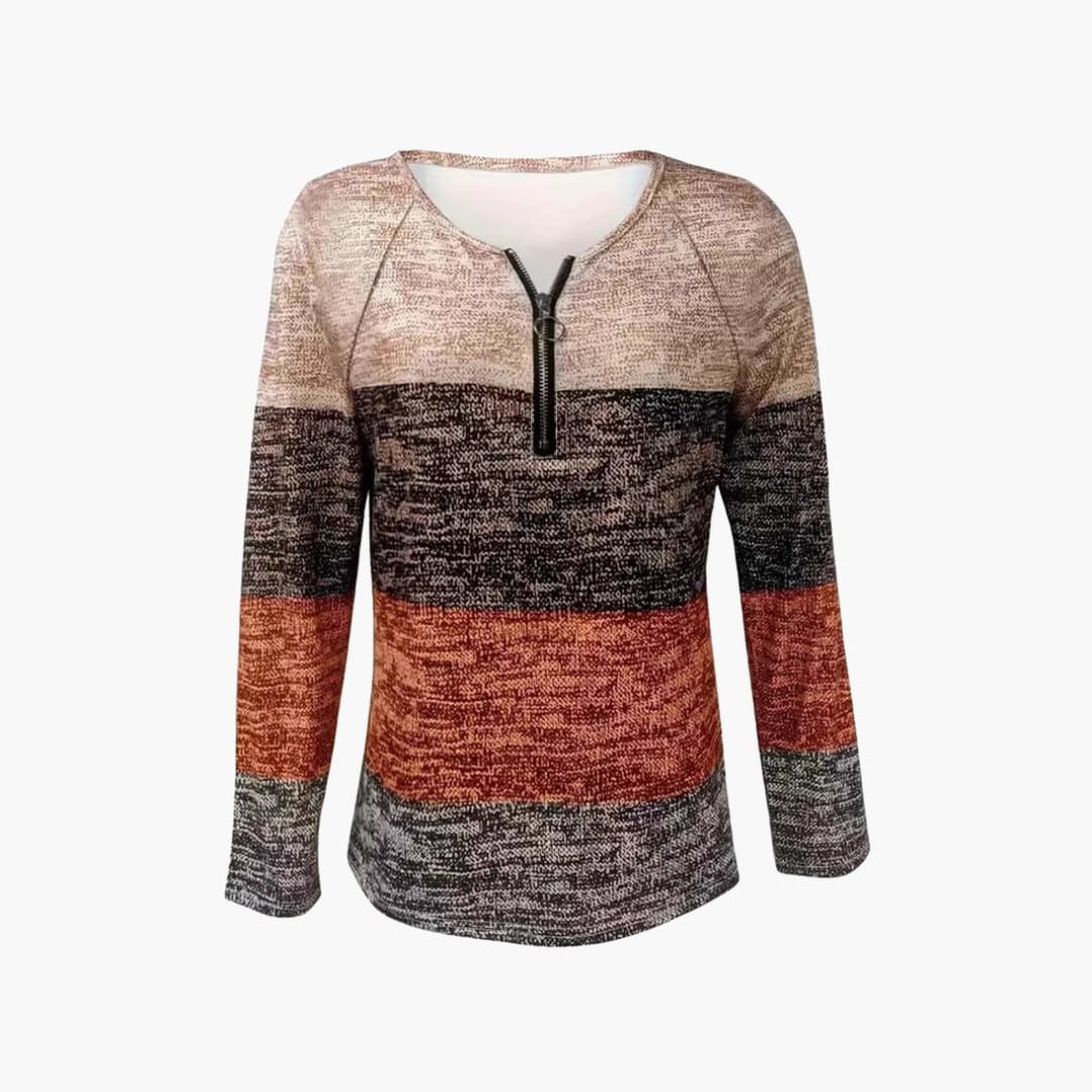 Damen Zip-Up Pullover mit strukturiertem Design trendy und praktisch