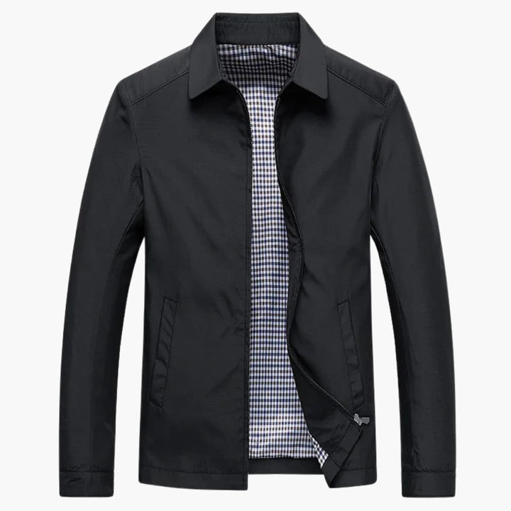 Herrenjacke mit kariertem Futter und Frontreißverschluss