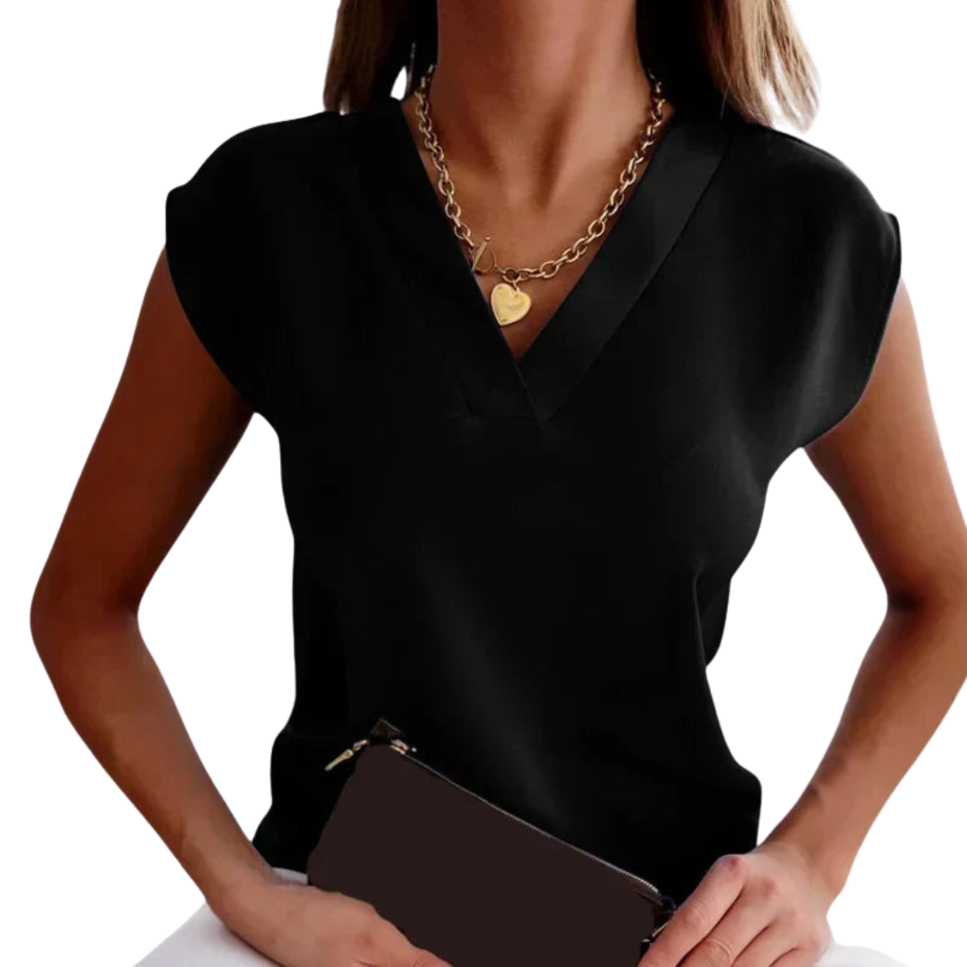 Bequeme Sommerbluse für Frauen - Leichte V-Ausschnitt Bluse
