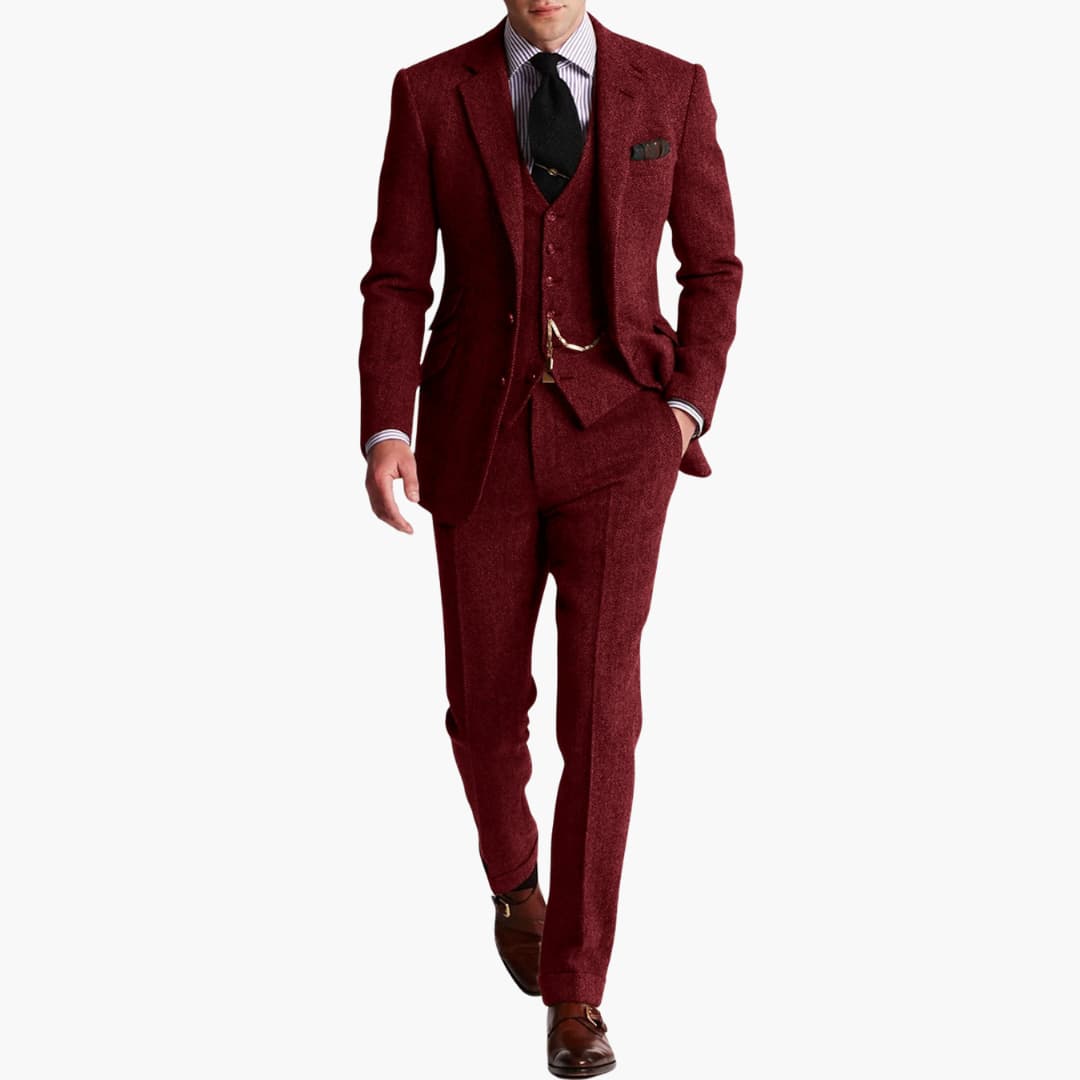 Herren dreiteiliger Anzug mit Weste für Herbst und Winter
