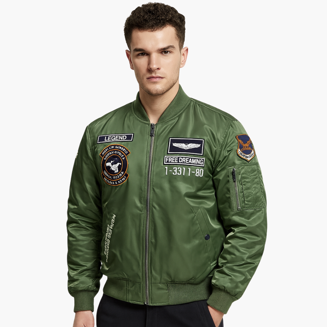 Herren Piloten Bomberjacke mit geripptem Saum