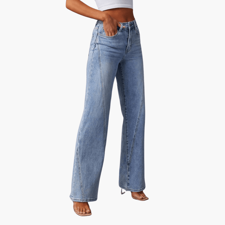 Bequeme gestreifte Jeans für Frauen - SchmiedeMode