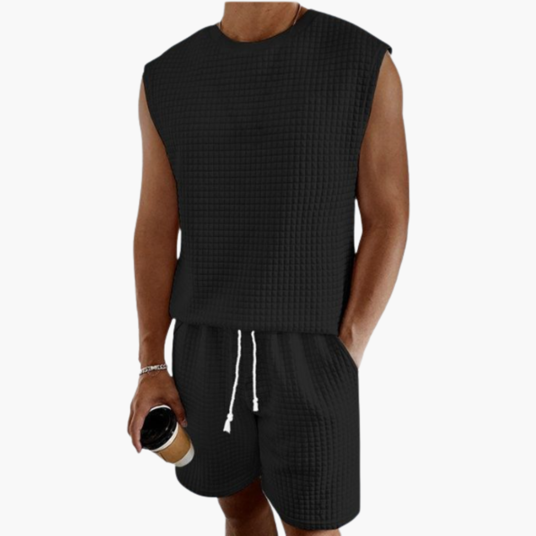 Herren Lounge Set mit ärmellosem Top und Waffelstruktur