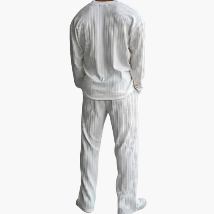 Herren Faltenstruktur Set mit Langarmhemd und Hose