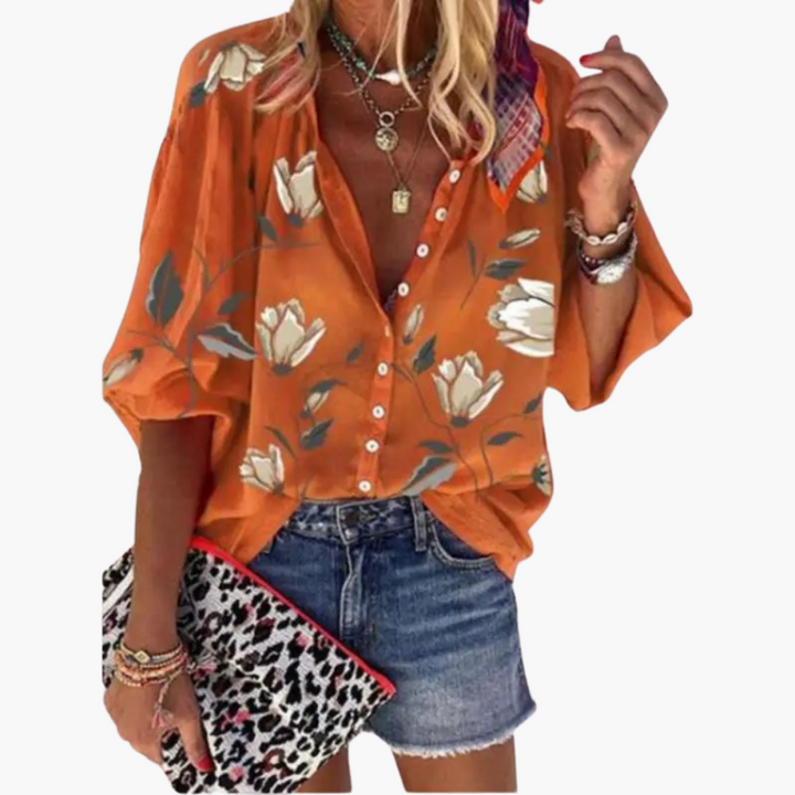 Bluse mit Blumenmuster für Damen – lockerer Sommerstil