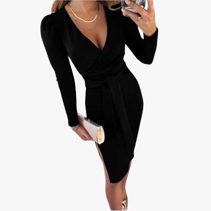 Midikleid mit V-Ausschnitt für Damen – Bindeträger Sommerkleid
