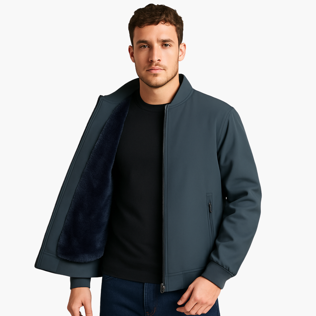 Herren Bomberjacke mit Reißverschluss und Fleece Futter
