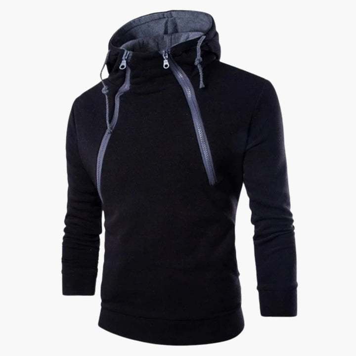 Herren Hoodie mit Reißverschluss am Ausschnitt und Verstellbarem Schnitt