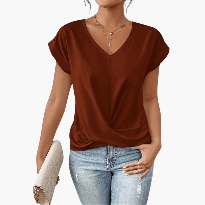 Trendiges, lässiges T-Shirt mit herzförmigem Ausschnitt für Damen - SchmiedeMode
