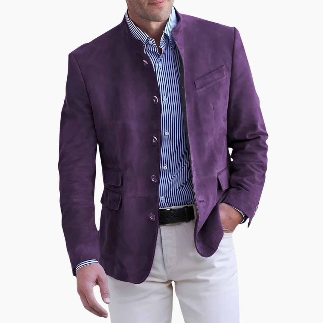 Herrenjacke mit Knopfverschluss und strukturierter Oberfläche