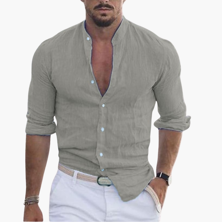 Sommerhemd für Herren - Leicht, Luftig & Stehkragen Casual