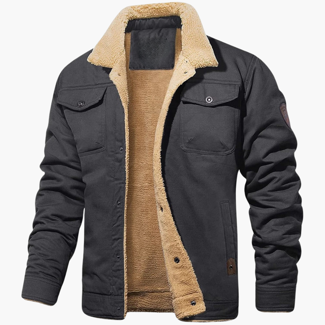 Herren Bomberjacke mit Reißverschluss und Kunstpelzfutter