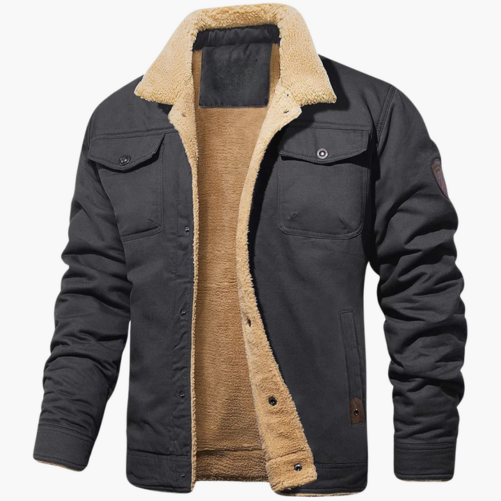 Herren Bomberjacke mit Reißverschluss und Kunstpelzfutter