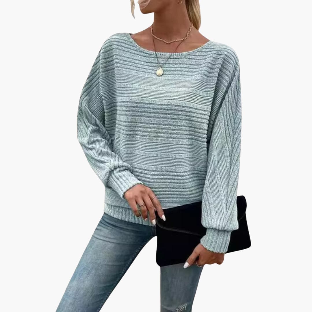 Damen pullover mit Bootsausschnitt und gestreifter Oberfläche
