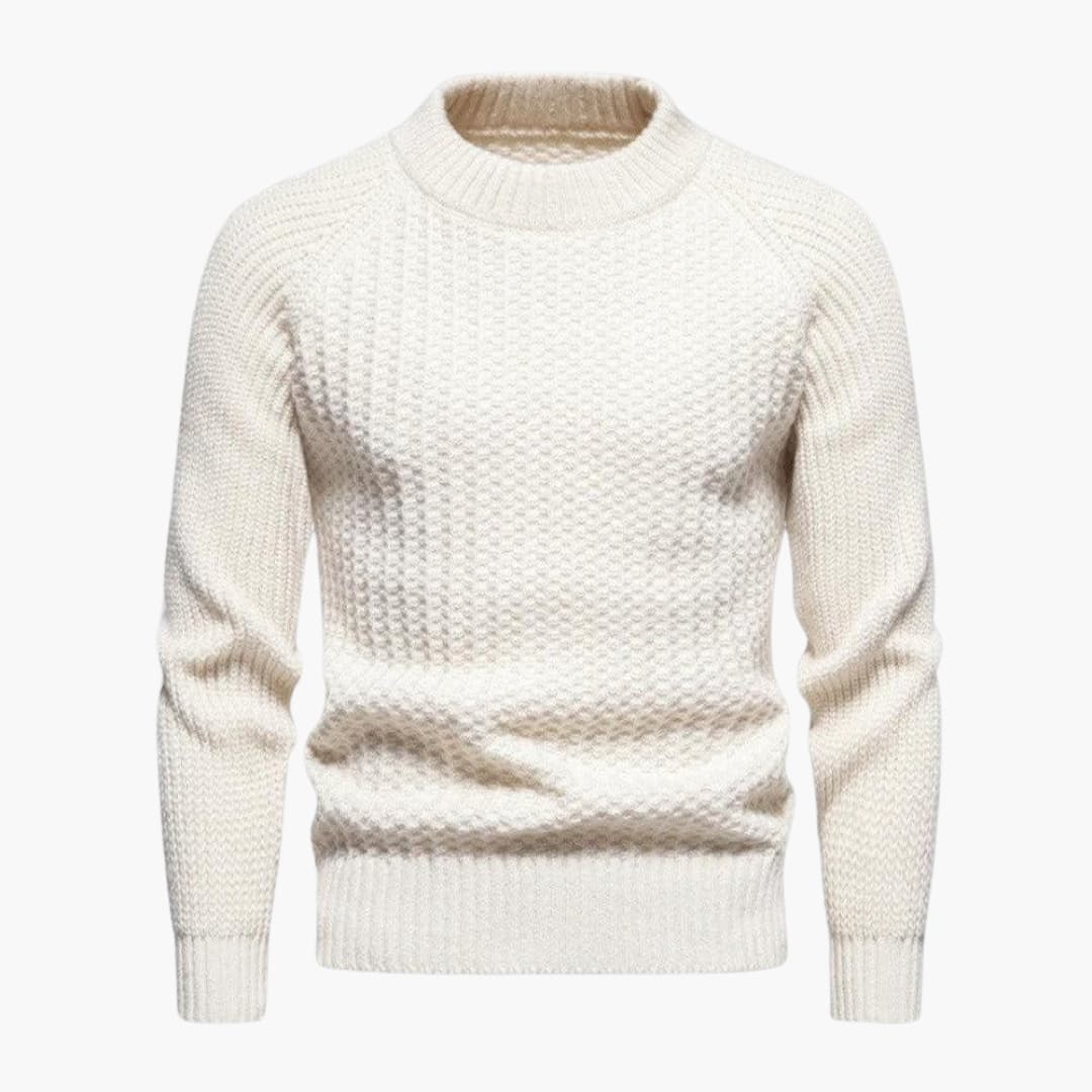 Herren pullover mit Rundhalsausschnitt und strukturierter Oberfläche