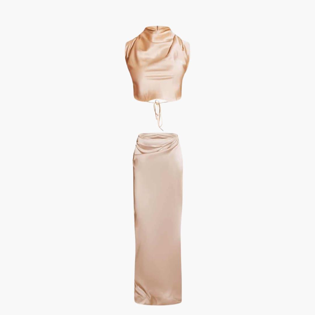 Stilvolles zweiteiliges Satin-Set für Damen - SchmiedeMode
