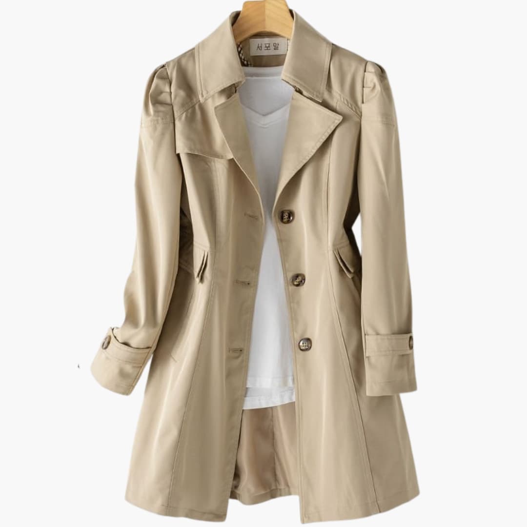 Damen Trenchcoat mit doppelt-knöpfigem Verschluss und verstellbarer Taille