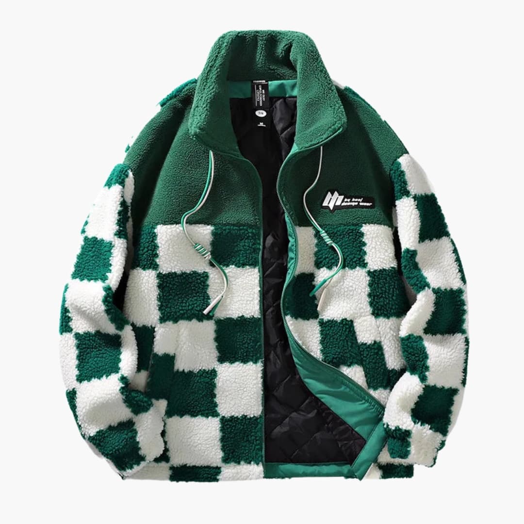Herrenjacke Kariertes Muster mit Reißverschluss