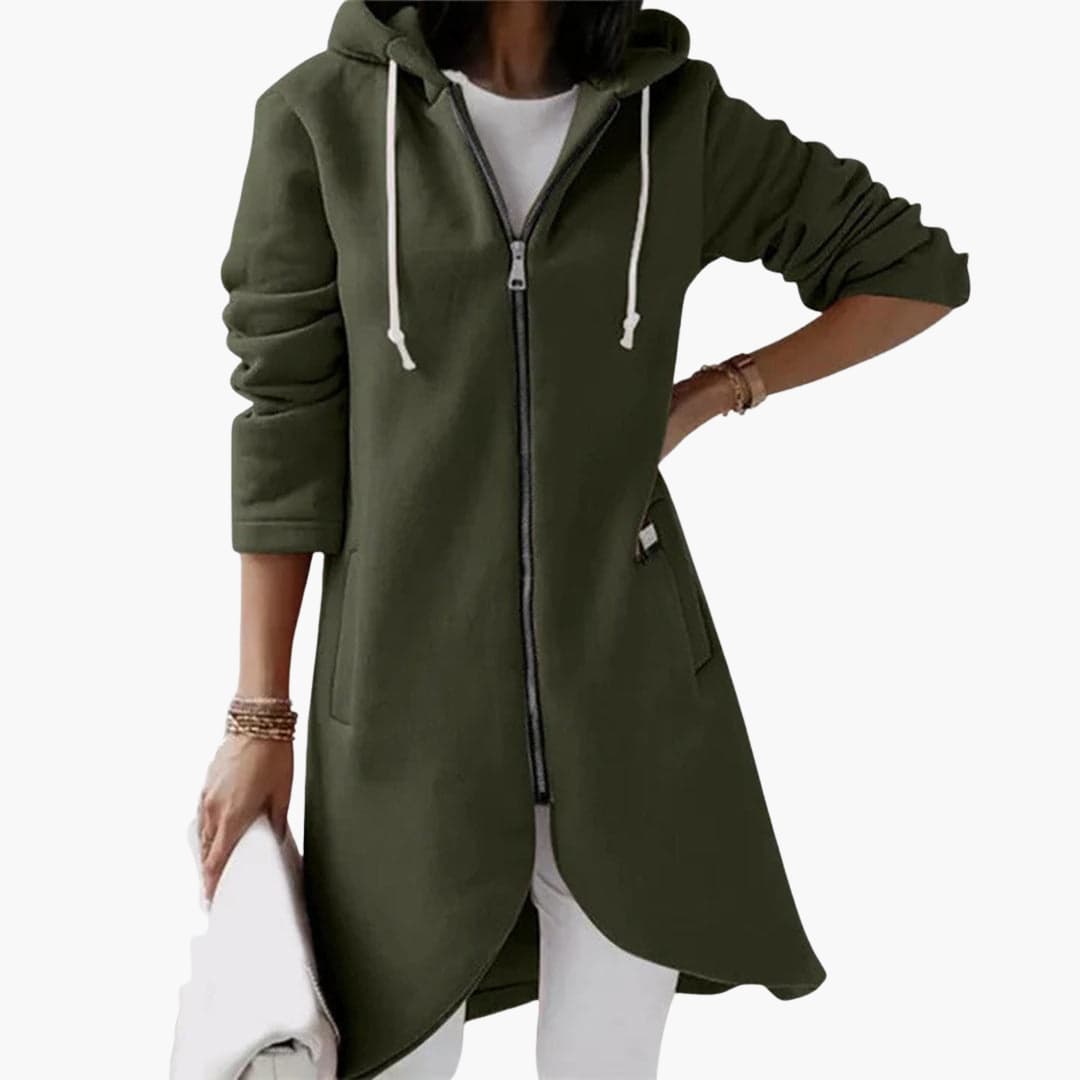 Langer Hoodie mit Reißverschluss für Damen
