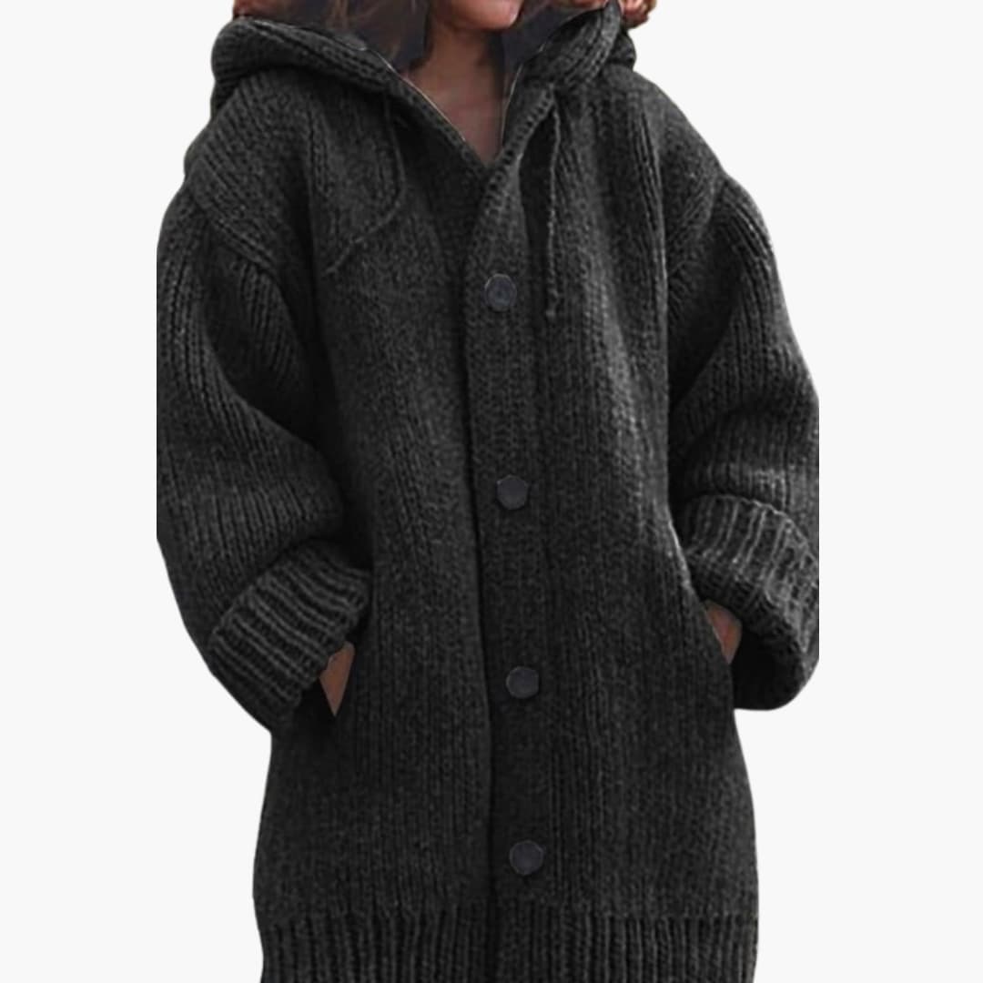 Langer Kapuzen Cardigan für Damen