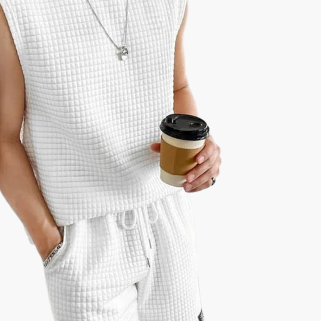 Herren Lounge Set mit ärmellosem Top und Waffelstruktur
