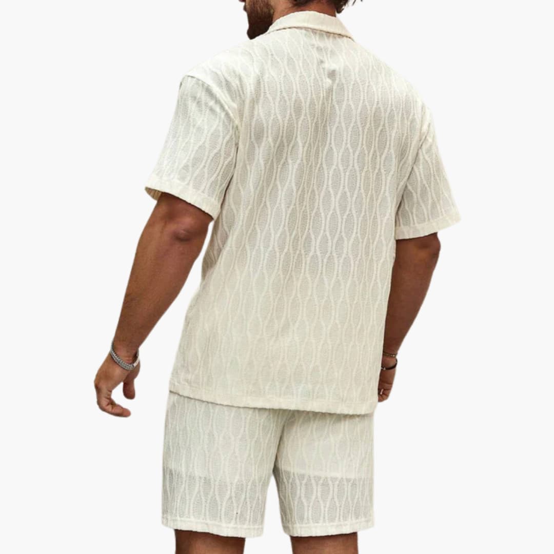 Herren Zweiteiler Set aus leichter Stoff mit Hemd und Shorts