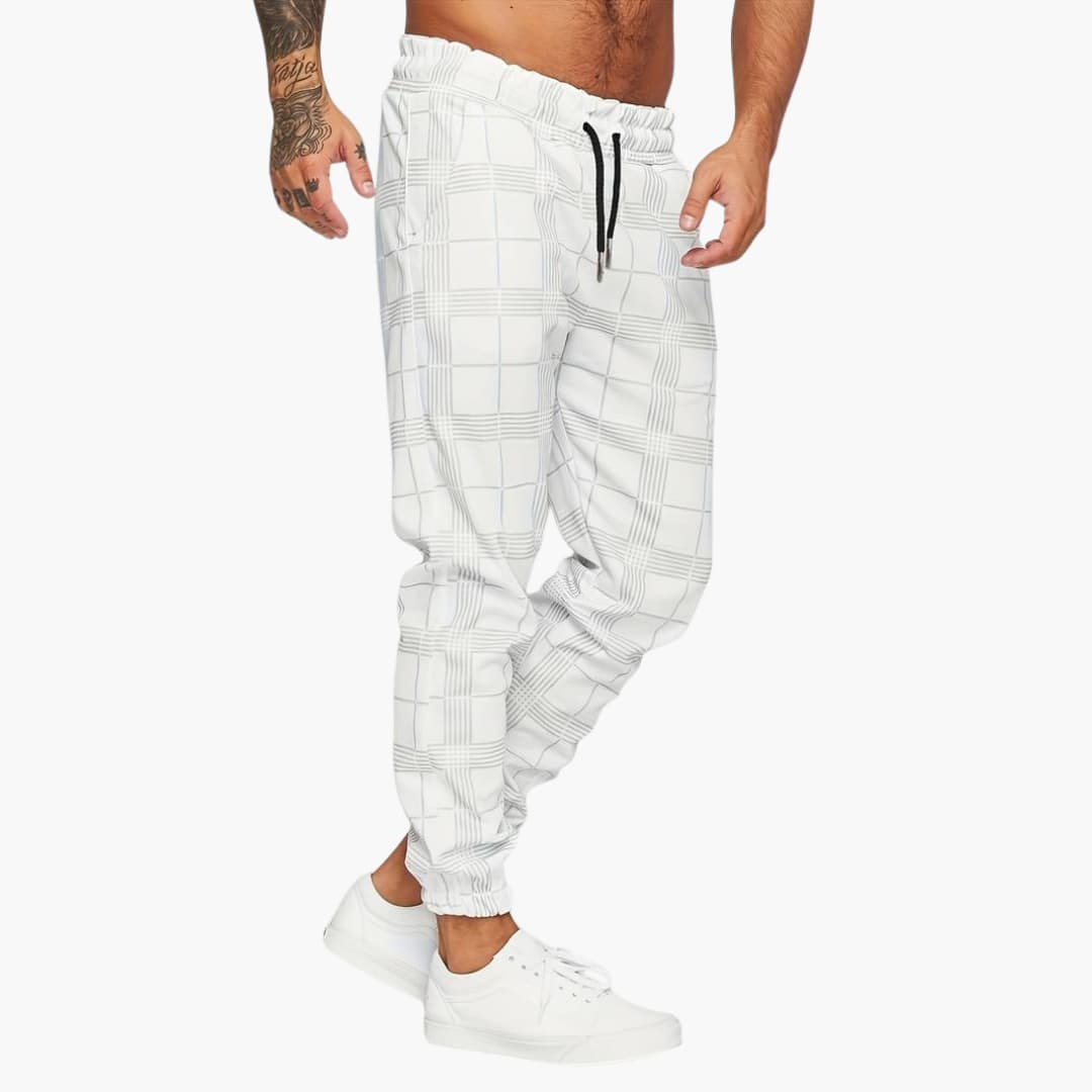 Herren hose mit elastischem Bund und karierter Oberfläche
