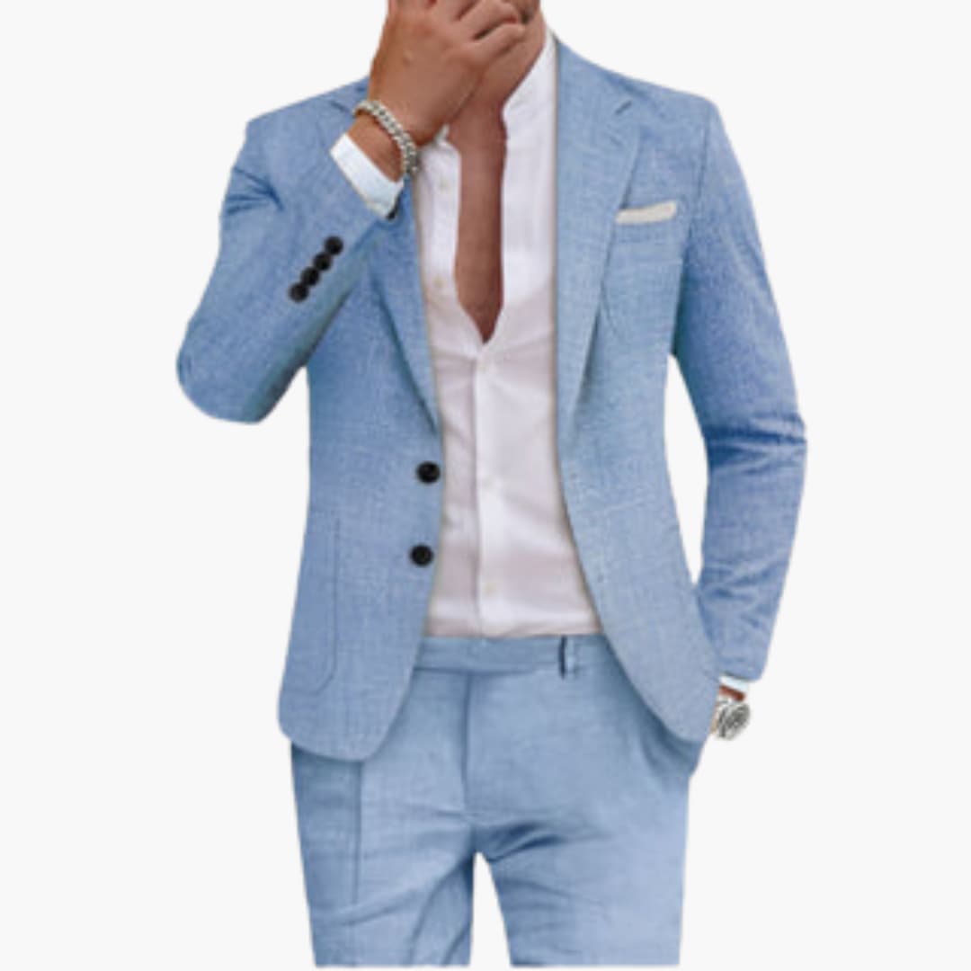 Herren Sommeranzug aus Baumwolle mit Revers und Hose
