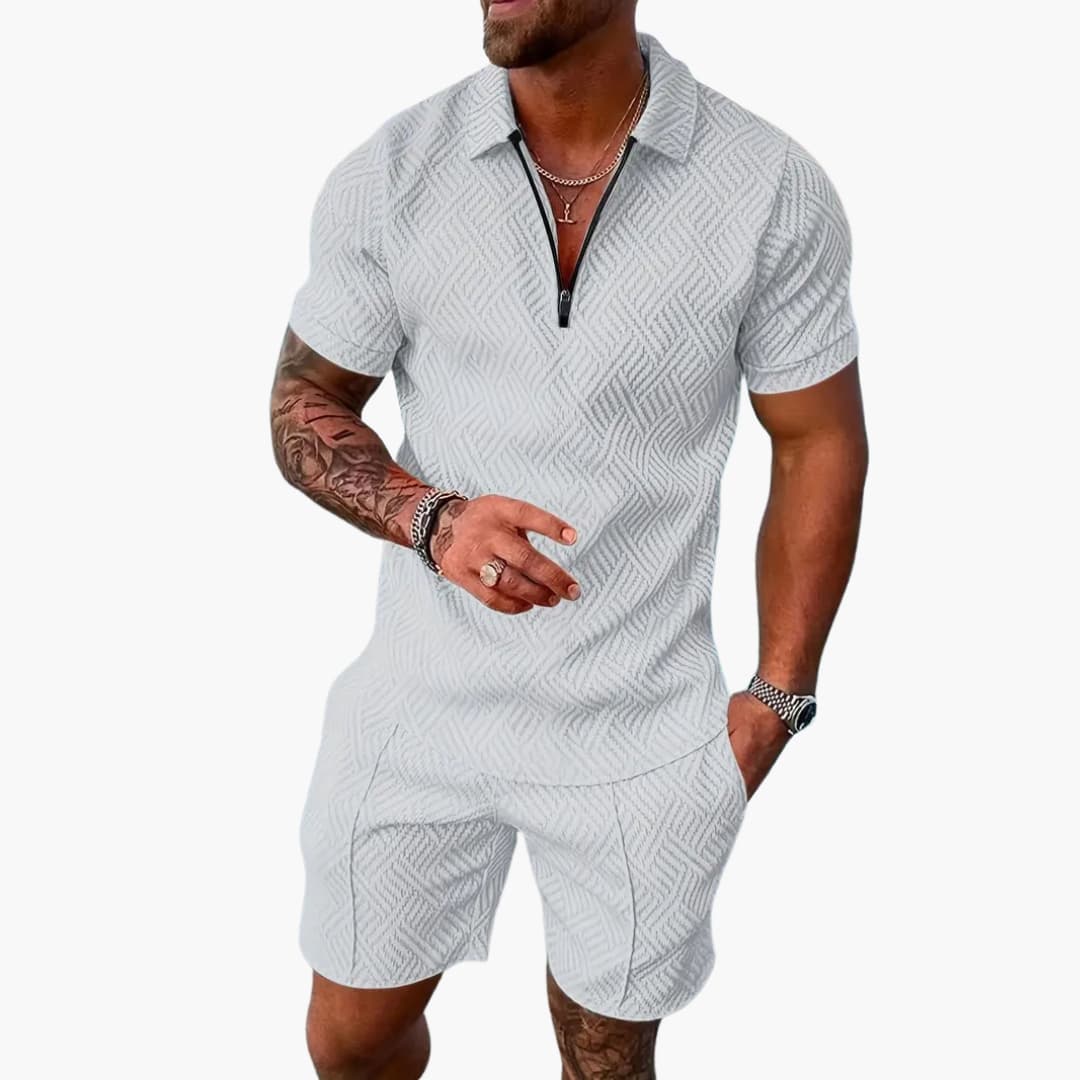 Herren Sommer Zweiteiler mit Reißverschluss und Shorts