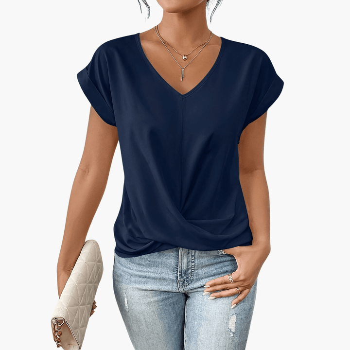 Trendiges, lässiges T-Shirt mit herzförmigem Ausschnitt für Damen - SchmiedeMode