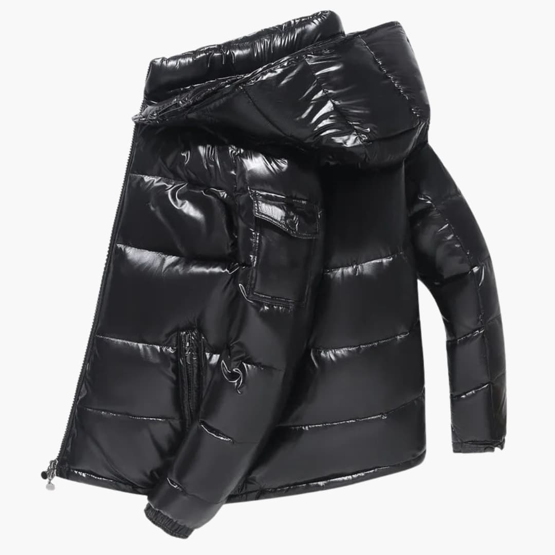 Daunenjacke für Herren mit Kapuze und gestepptem Obermaterial