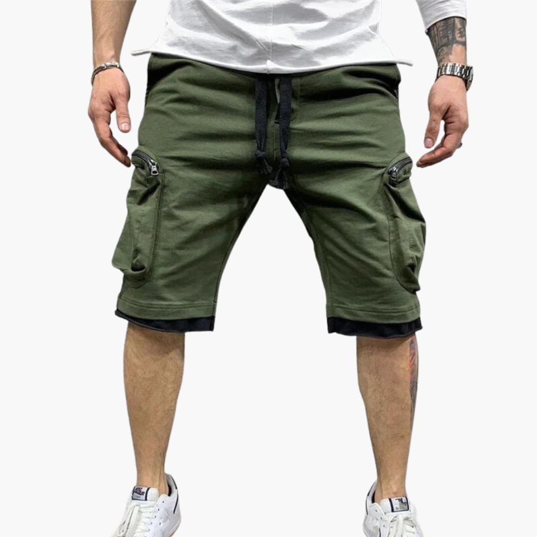 Herren Sommer Cargoshorts mit Reißverschlusstaschen und Kordelzug