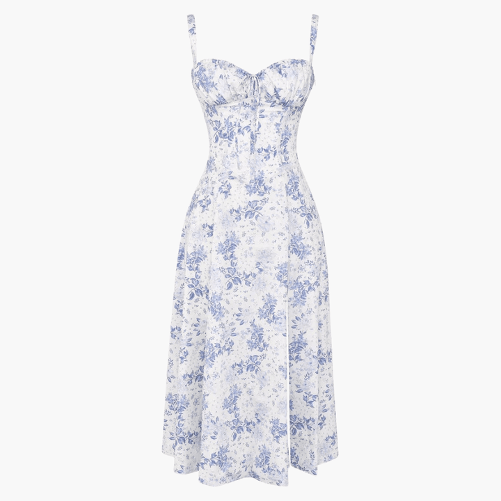 Elegantes trägerloses Kleid mit Blumenmuster für Frauen - SchmiedeMode