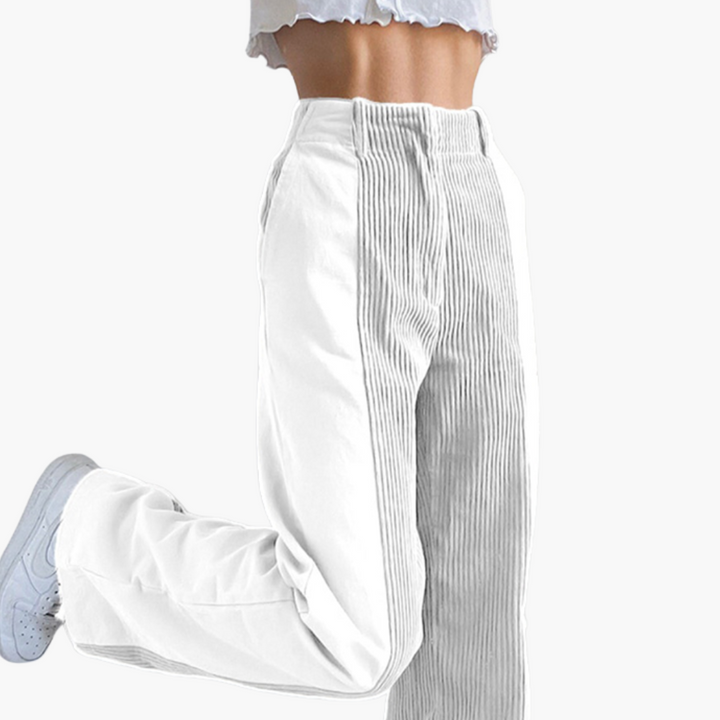 Damen Cordhose mit hohem Bund und weitem Bein