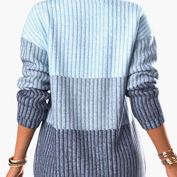 Damen pullover mit Reißverschluss Ausschnitt und Rippoberfläche