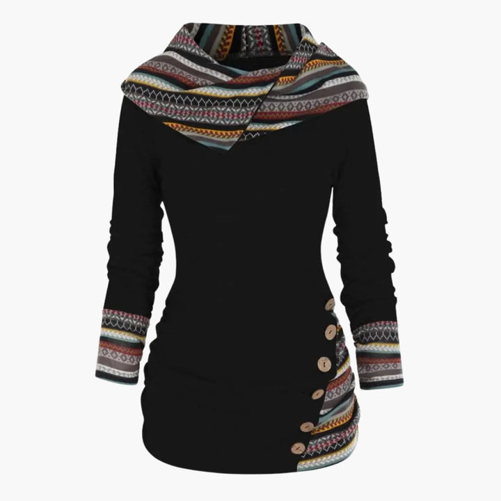 Damen Kapuzenpullover mit Knöpfen und Tasche