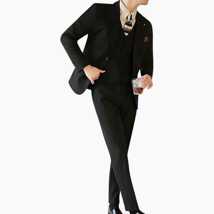 Herren Anzug dreiteilig mit Weste und Slim Fit Schnitt