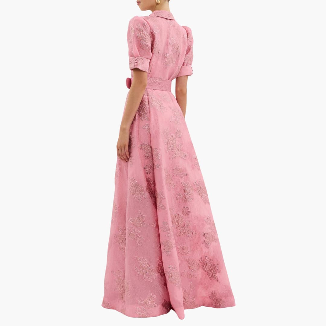 Blumenkleid mit Gürtel - Für Damen mit Puffärmeln & Eleganz