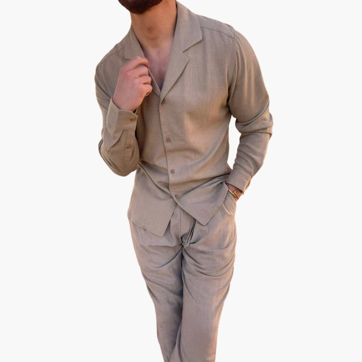 Herren Sommer-Zweiteiler mit Hemd und elastischer Hose
